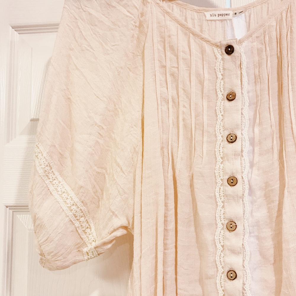 Blu Pepper Nude Button Down Blouse - image 3